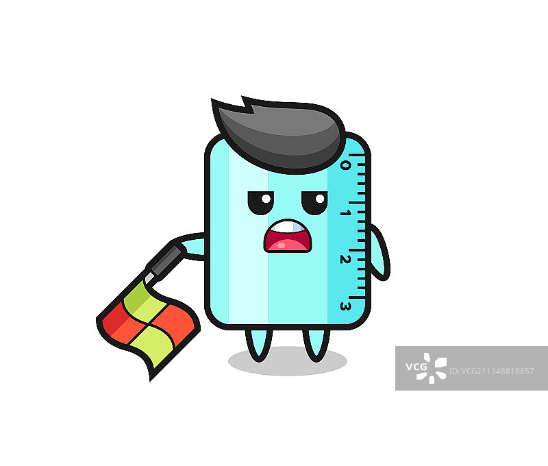 尺子角色作为线下裁判放下旗帜图片素材