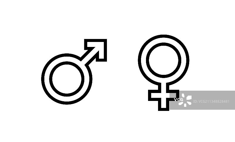 带箭头的黑色男女标志圆圈图片素材