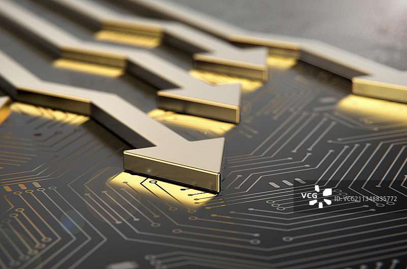 电路板上的箭头金融科技概念图图片素材