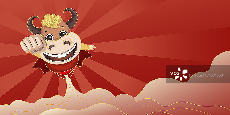 牛气冲天矢量插画海报图片素材