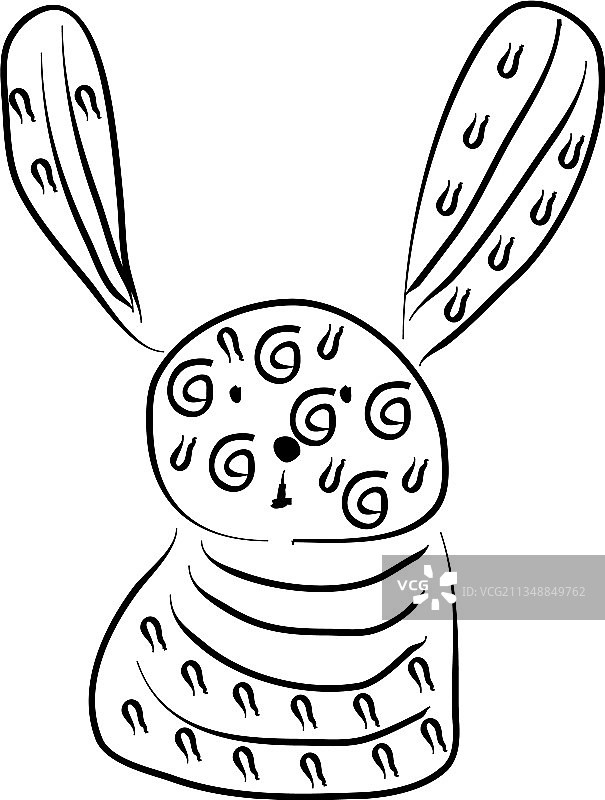 野兔动物Zentangle风格涂色书图片素材