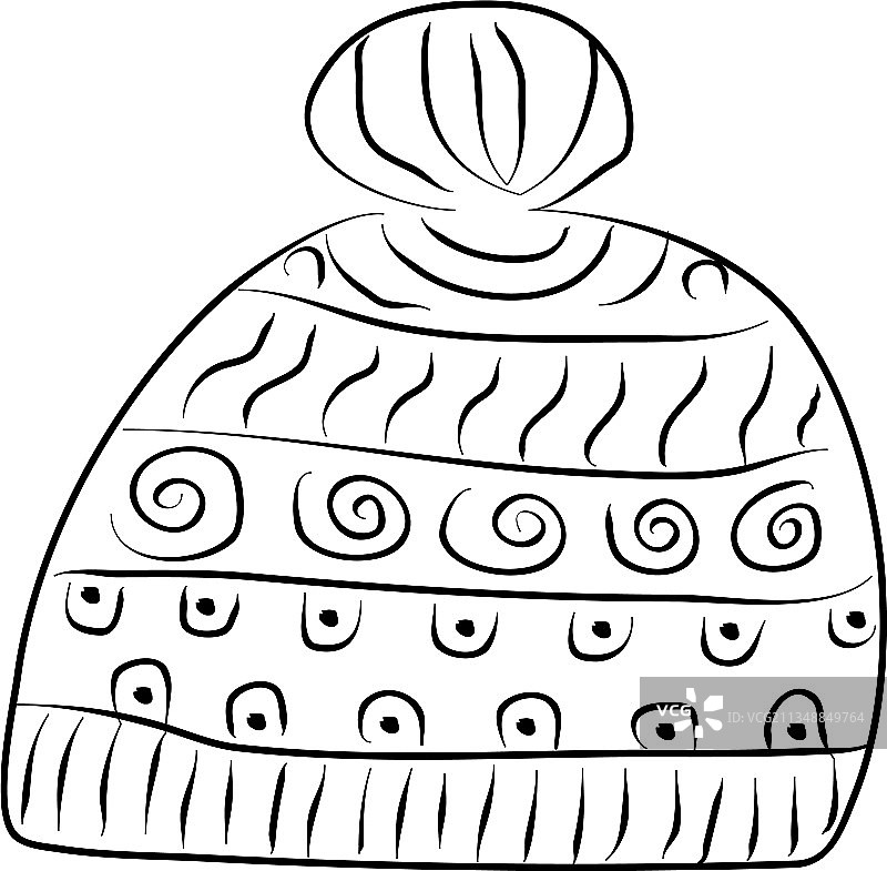 冬季帽子服装Zentangle风格填色书图片素材