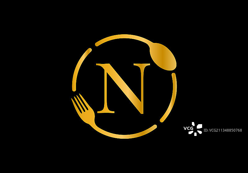 金色N字母首字母组合设计图片素材