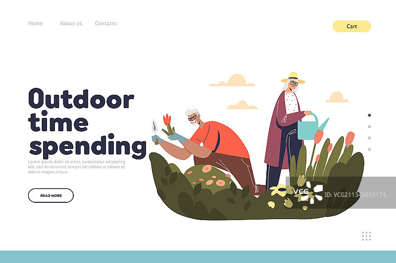 户外休闲时光概念落地页图片素材