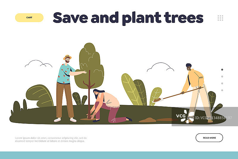 拯救地球植树环保概念着陆页图片素材