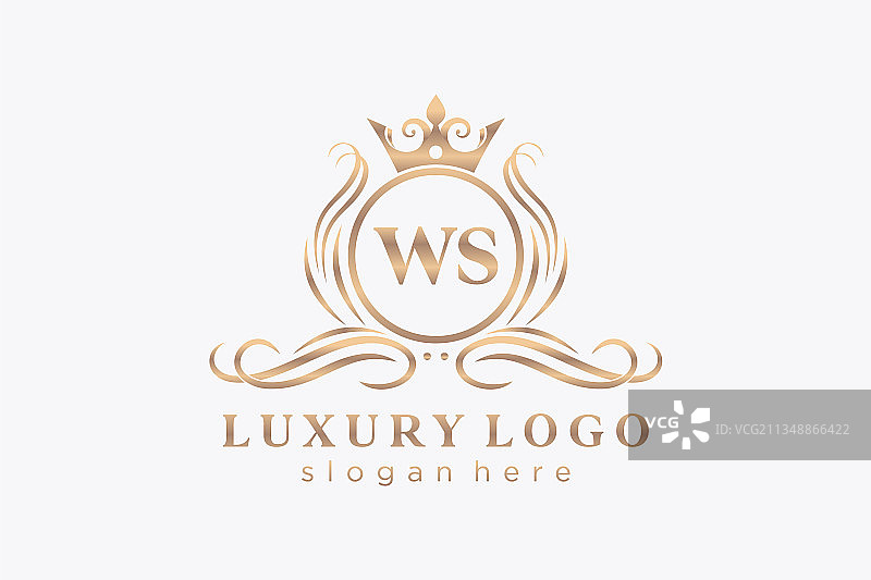 字母WS皇家奢华标志模板图片素材