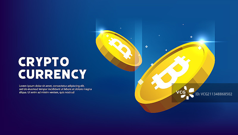 比特币横幅：比特币加密货币概念图片素材
