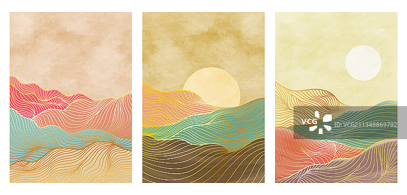 创意简约手绘风中期素材套装图片素材