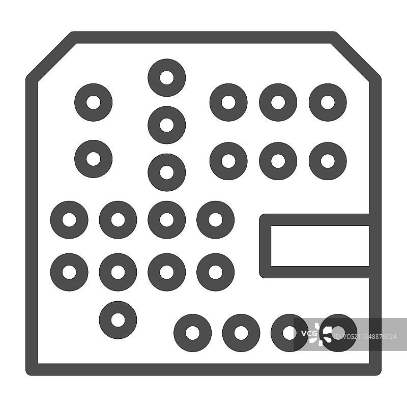 带插槽的印刷电路板线条图标图片素材