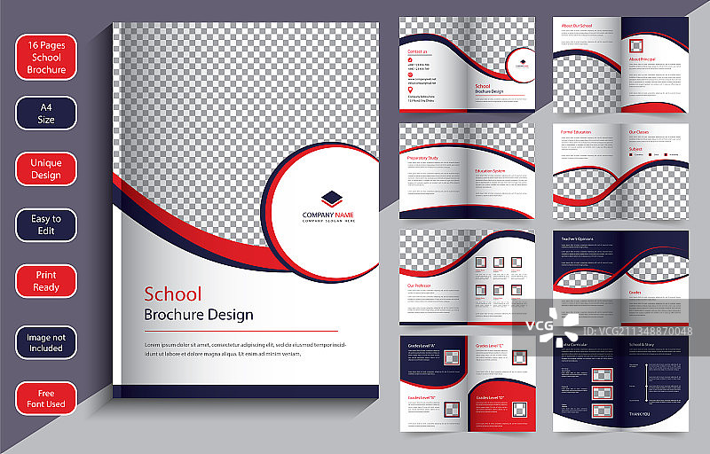 16页学校宣传册设计模板图片素材