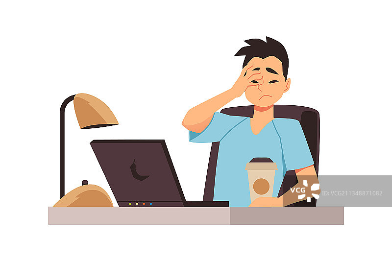 对着笔记本电脑感到苦恼的男人图片素材