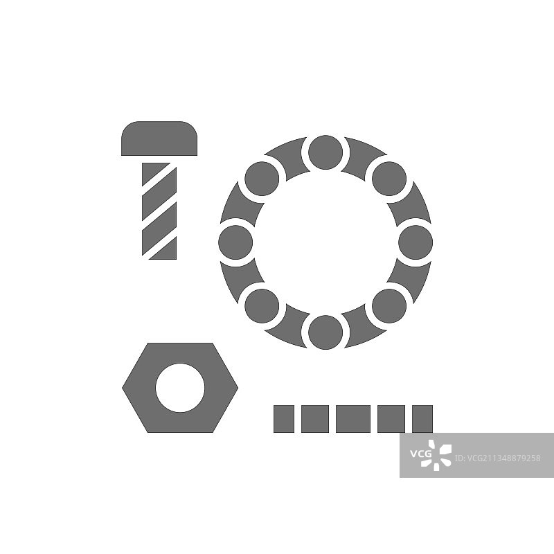 带螺栓和轴承的金属垫圈（灰色）图片素材