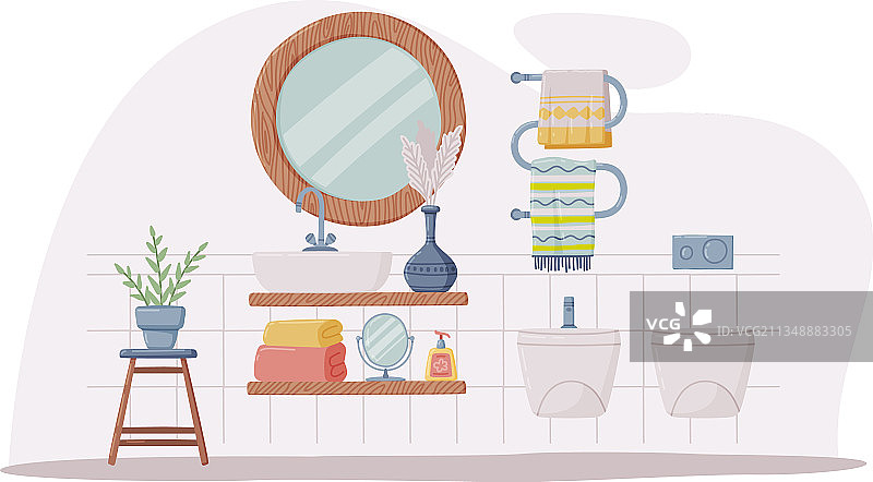 带水槽镜子的浴室或盥洗室内部图片素材