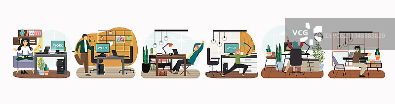 办公室健身器材扁平隔离图标图片素材