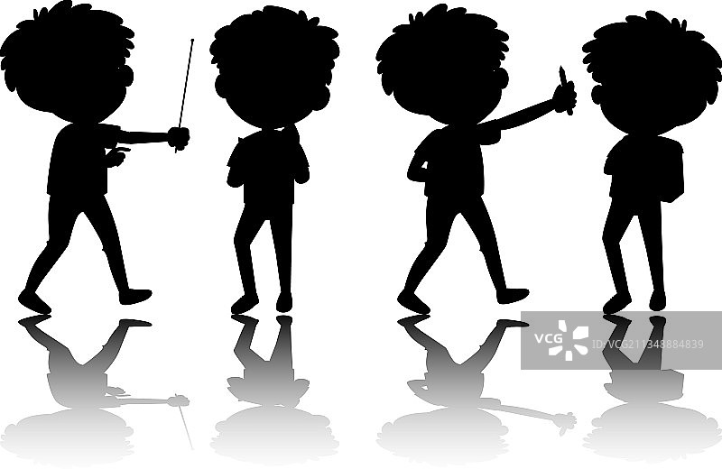 白色背景上的儿童剪影图片素材