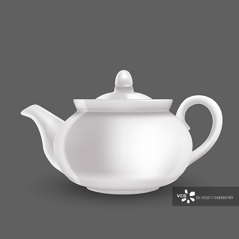 逼真3D白色陶瓷茶壶样机图片素材