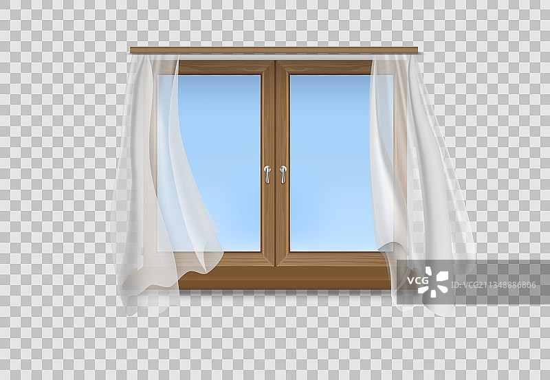 逼真细致的3D木质窗框图片素材