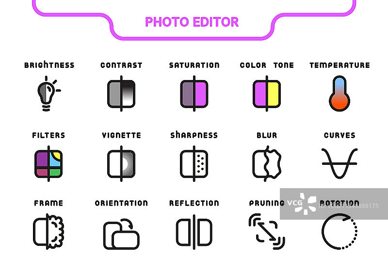线条和填充照片编辑器图标合集图片素材