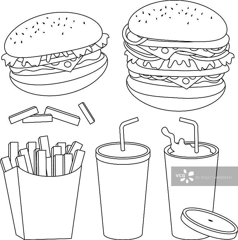 汉堡薯条和饮品图片素材