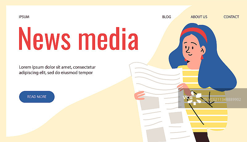 女性阅读新闻媒体网站banner图片素材