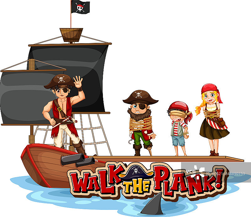 带有海盗角色的木板路字体banner图片素材