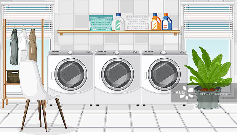带洗衣机的洗衣房场景图片素材