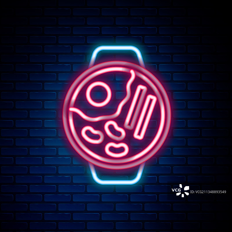 发光霓虹线：拉面汤碗和面条图片素材