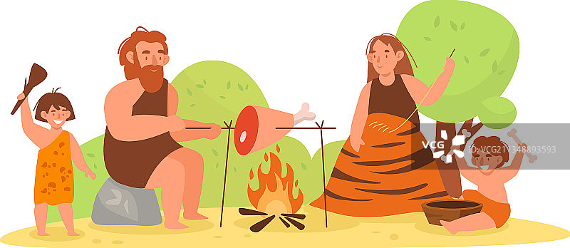 石器时代原始家庭生活场景图片素材