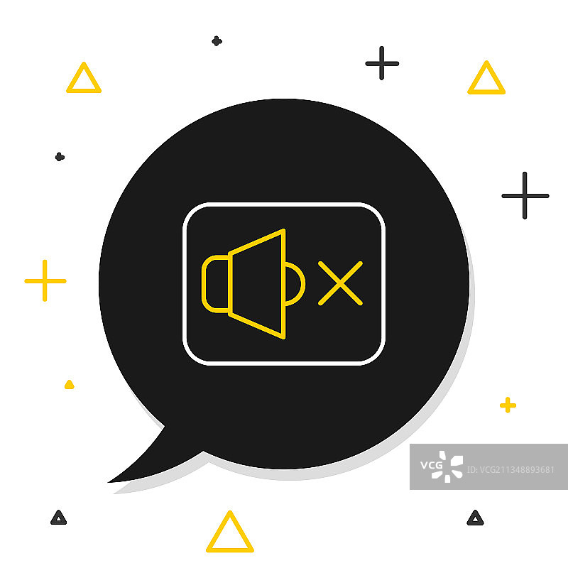 白色背景上的扬声器静音线性图标图片素材