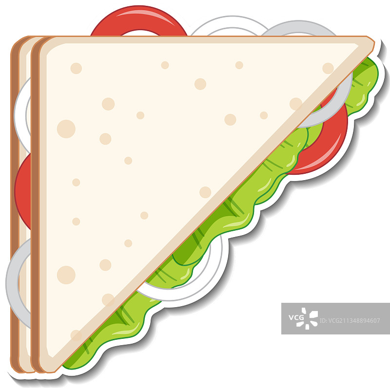 白色背景上的三角形三明治贴纸图片素材