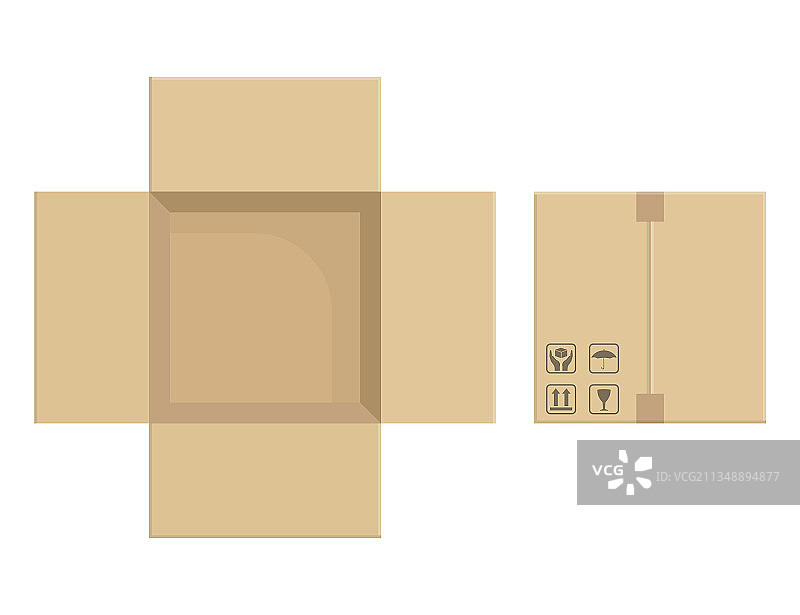 空的打开和关闭的纸板箱图片素材