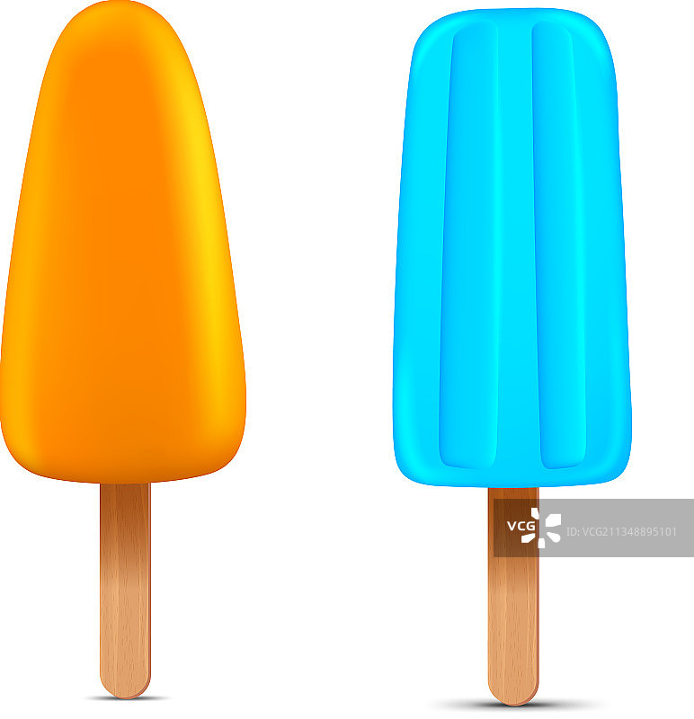 一组逼真的自制冷冻冰棒图片素材