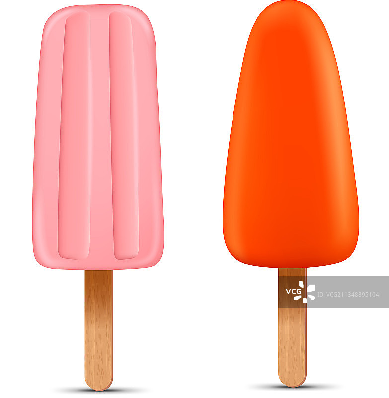 一组逼真的自制冷冻冰棒图片素材