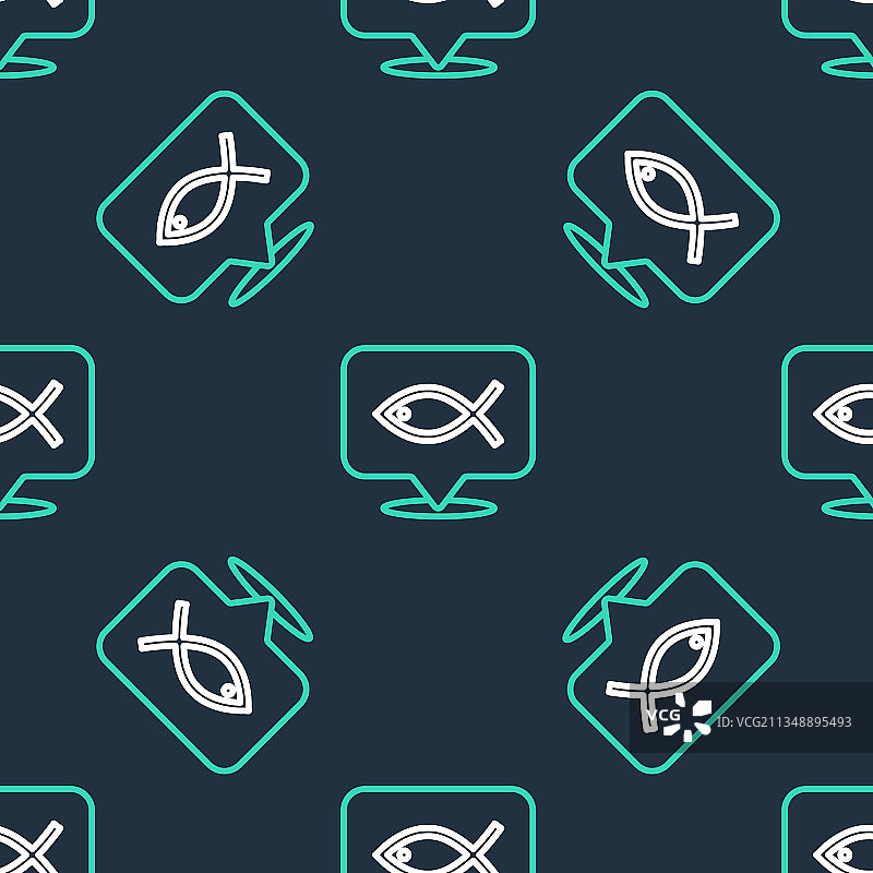 线条基督教鱼符号图标无缝隔离图片素材