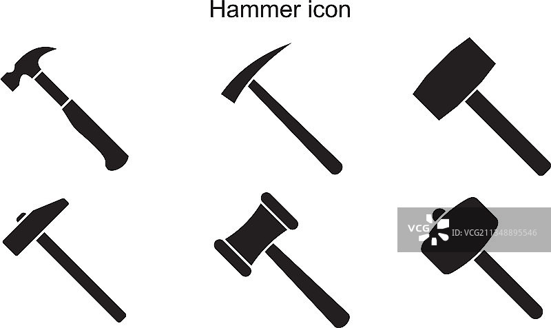 黑色可编辑的锤子图标模板图片素材
