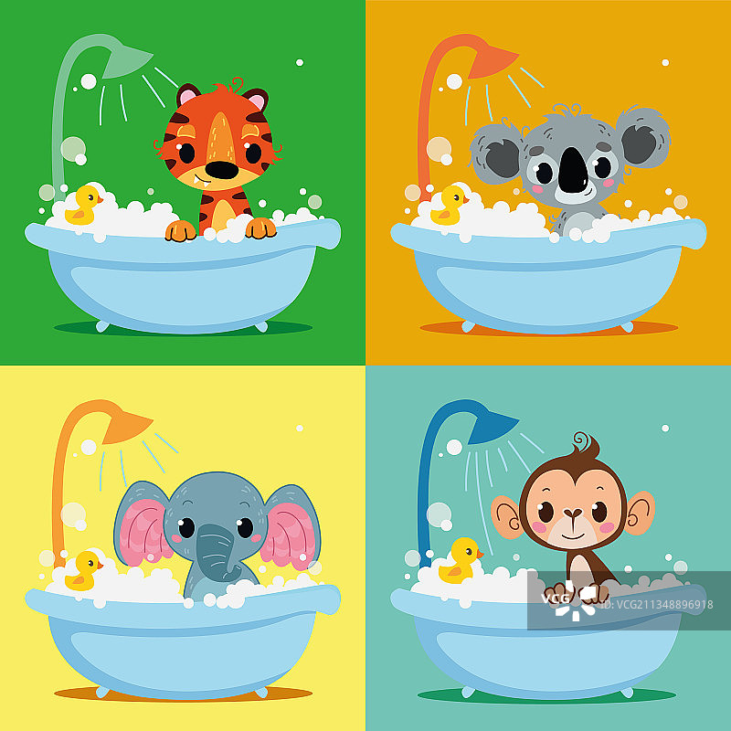 坐着清洗的动物合集图片素材