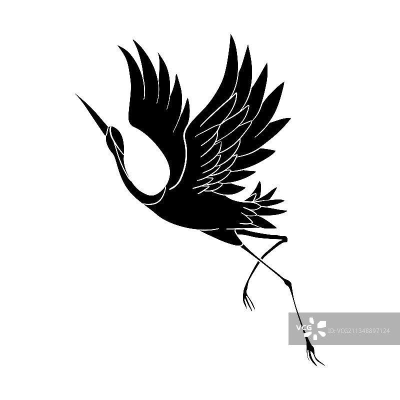 白色背景下的飞鹤剪影图片素材