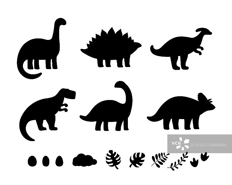 儿童黑色恐龙剪影图片素材