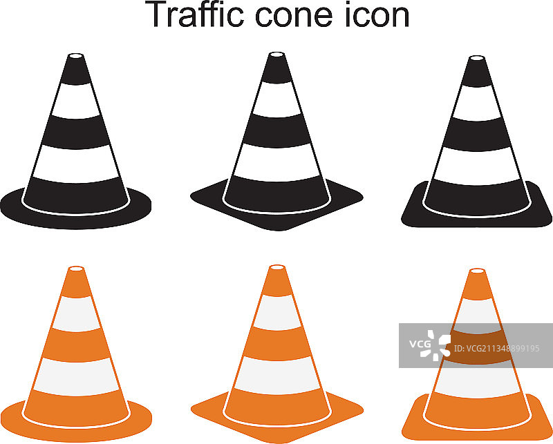 交通锥图标模板（黑色，可编辑）图片素材