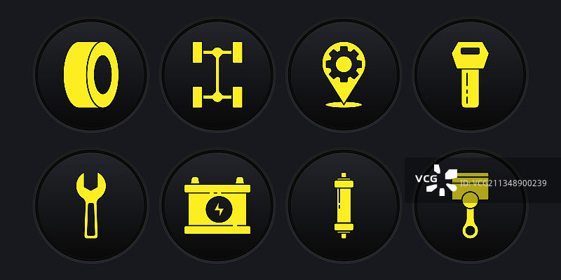 扳手、车钥匙和遥控电池图片素材