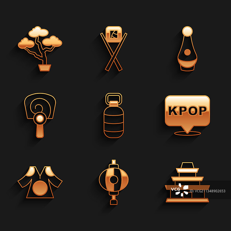 韩国灯笼寺庙K-pop和服手图片素材