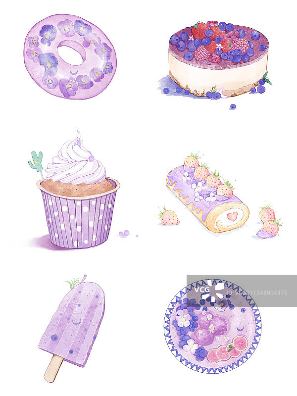 紫色系甜品合集图片素材