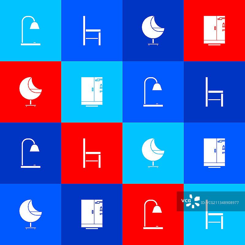 台灯、桌子、椅子、扶手椅和淋浴房素材图片素材