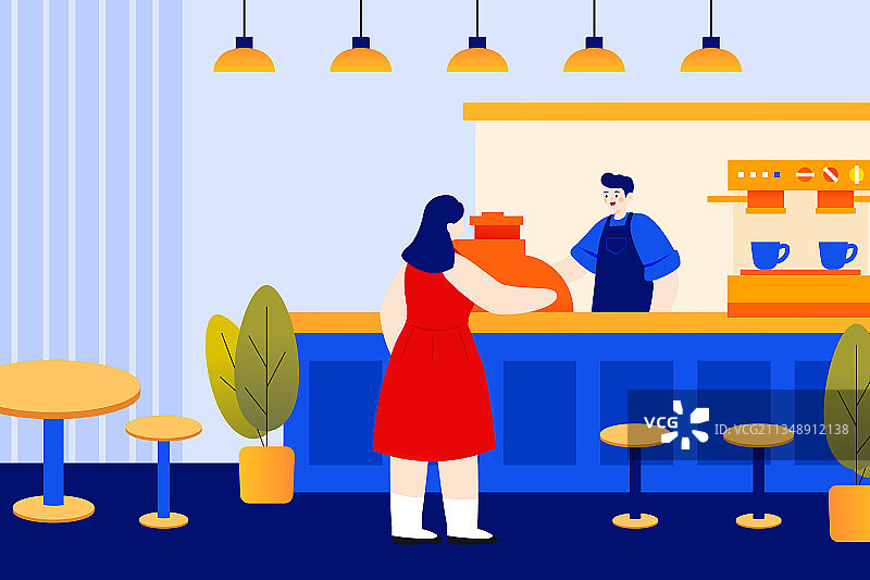 卡通美食餐饮健康饮料下午茶外卖配送优惠电商促销消费矢量插画图片素材