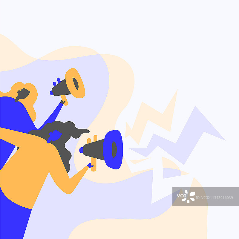 拿着扩音器大声喊叫的妇女图片素材