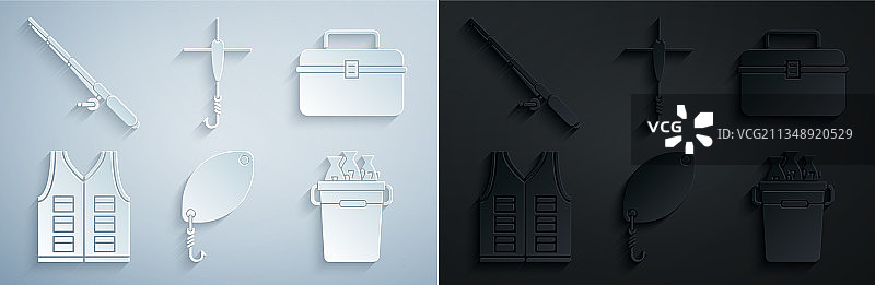 渔具套装：鱼饵勺及收纳盒图片素材