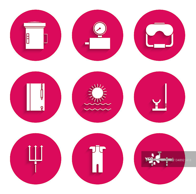 太阳海浪潜水湿衣套装图片素材