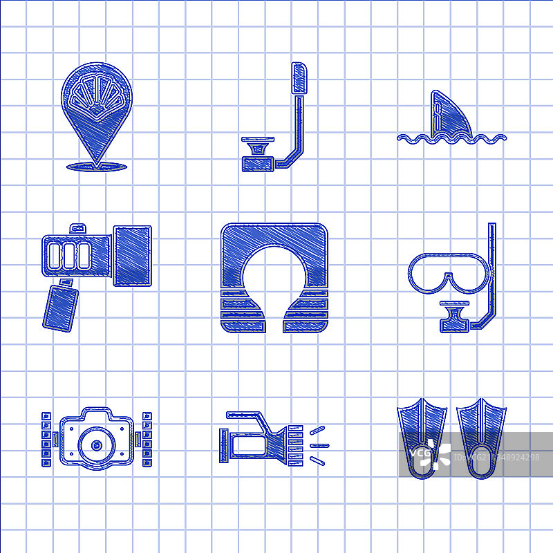 救生衣手电筒橡胶脚蹼图片素材