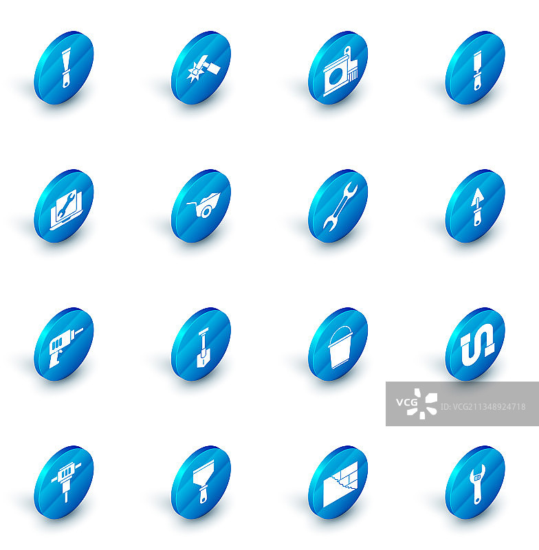 锤子油漆桶和刷子锉刀金属图案图片素材