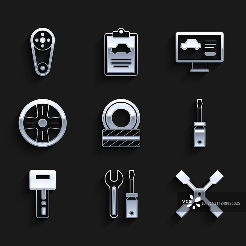 汽车轮胎车轮螺丝刀和扳手图片素材